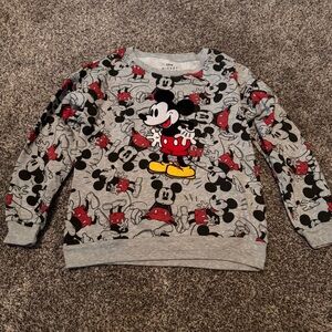 Mickey Mouse Embroidered Sweatshirt Disney Grey Sweater Size Medium